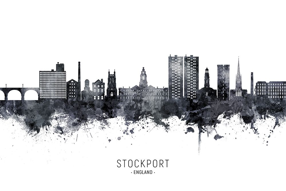Stockport England Skyline art print by Michael Tompsett for $57.95 CAD