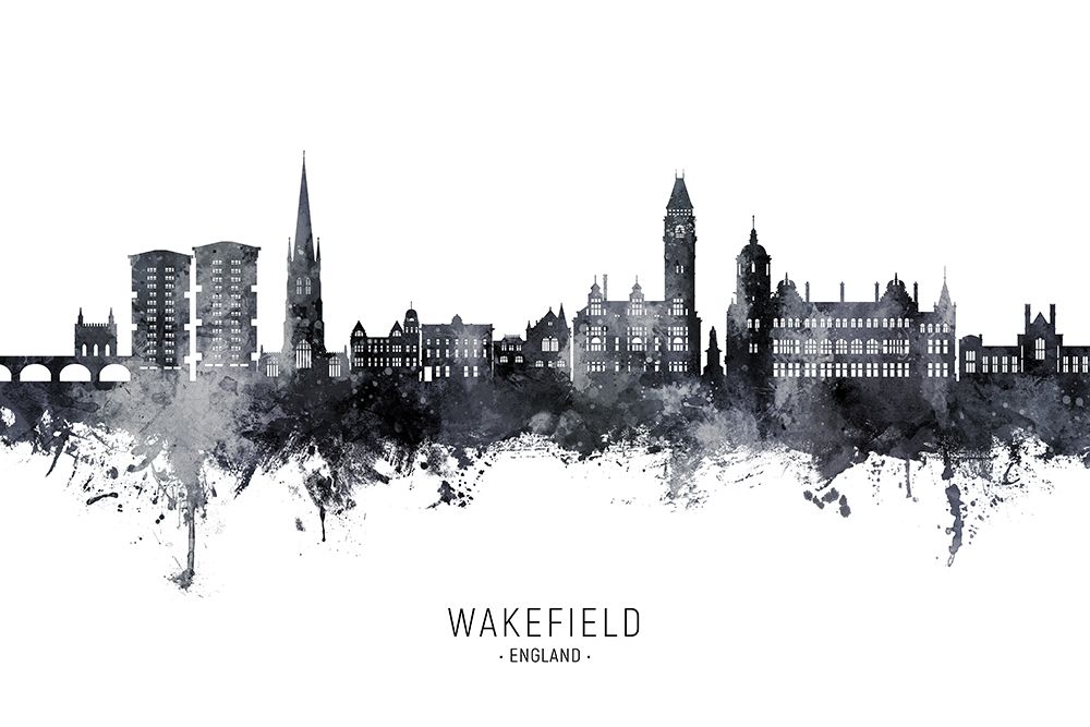 Wakefield England Skyline art print by Michael Tompsett for $57.95 CAD