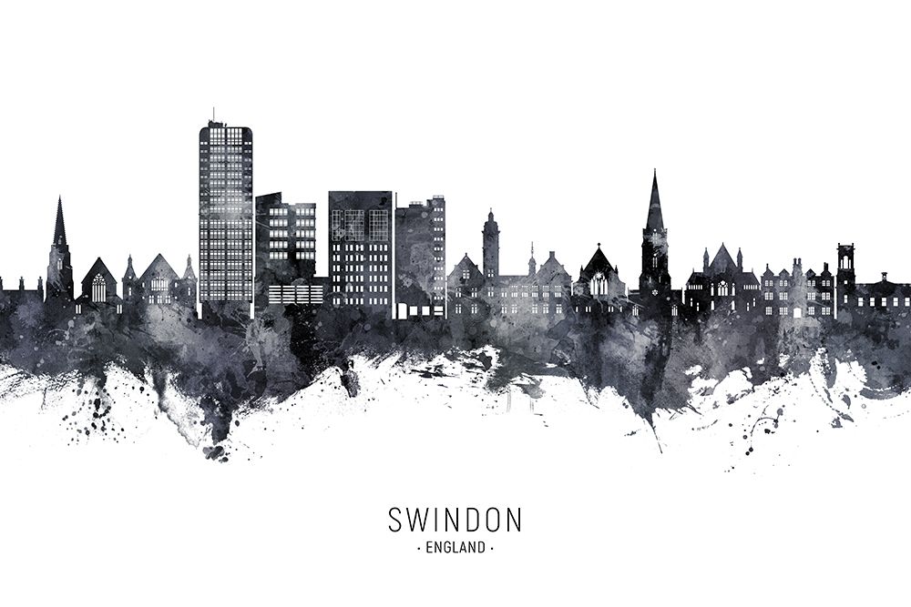 Swindon England Skyline art print by Michael Tompsett for $57.95 CAD