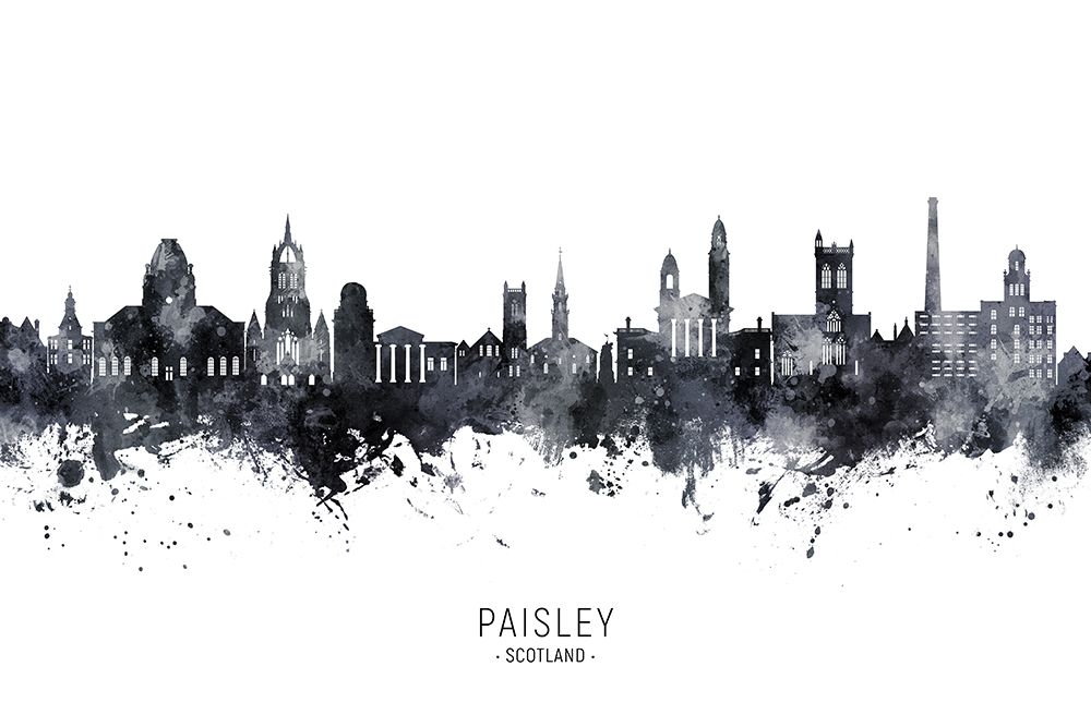 Paisley Scotland Skyline art print by Michael Tompsett for $57.95 CAD