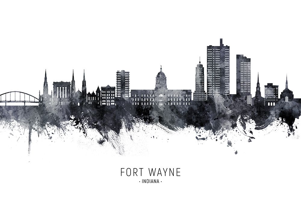 Fort Wayne Indiana Skyline art print by Michael Tompsett for $57.95 CAD