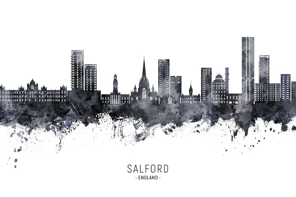 Salford England Skyline art print by Michael Tompsett for $57.95 CAD