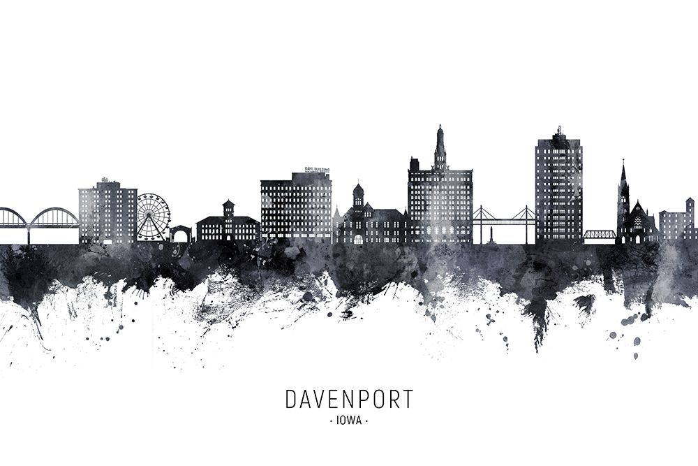 Davenport Iowa Skyline art print by Michael Tompsett for $57.95 CAD