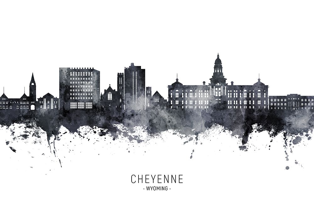 Cheyenne Wyoming Skyline art print by Michael Tompsett for $57.95 CAD