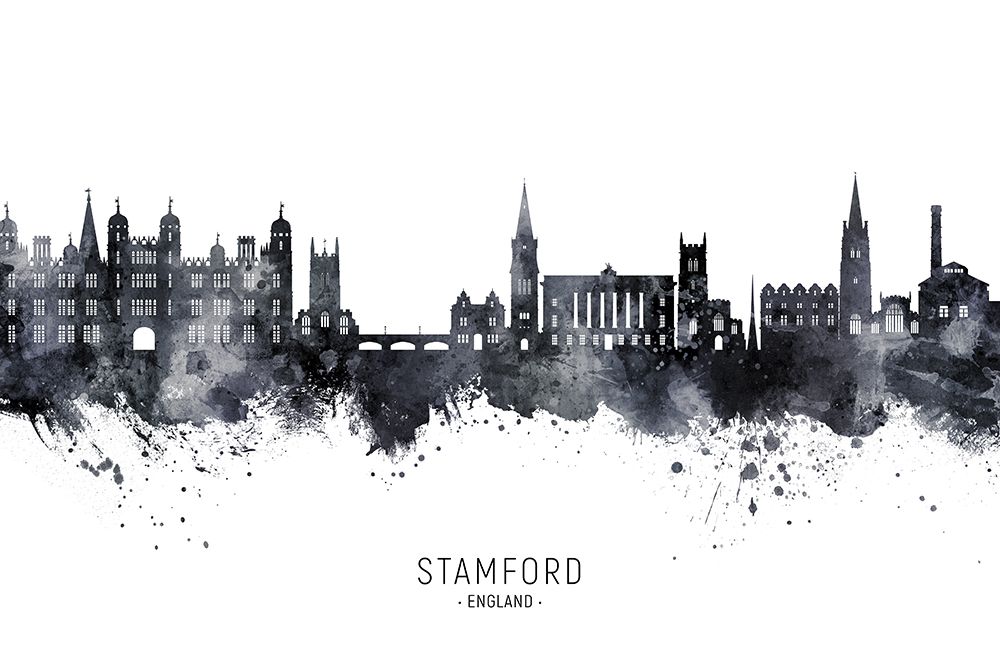 Stamford England Skyline art print by Michael Tompsett for $57.95 CAD