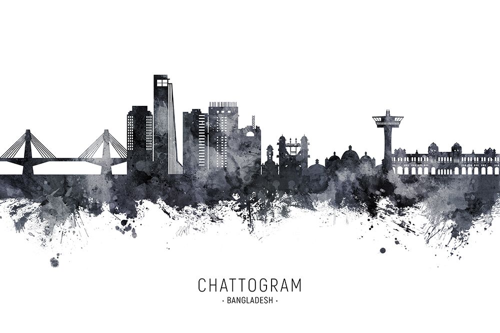 Chattogram Bangladesh Skyline art print by Michael Tompsett for $57.95 CAD