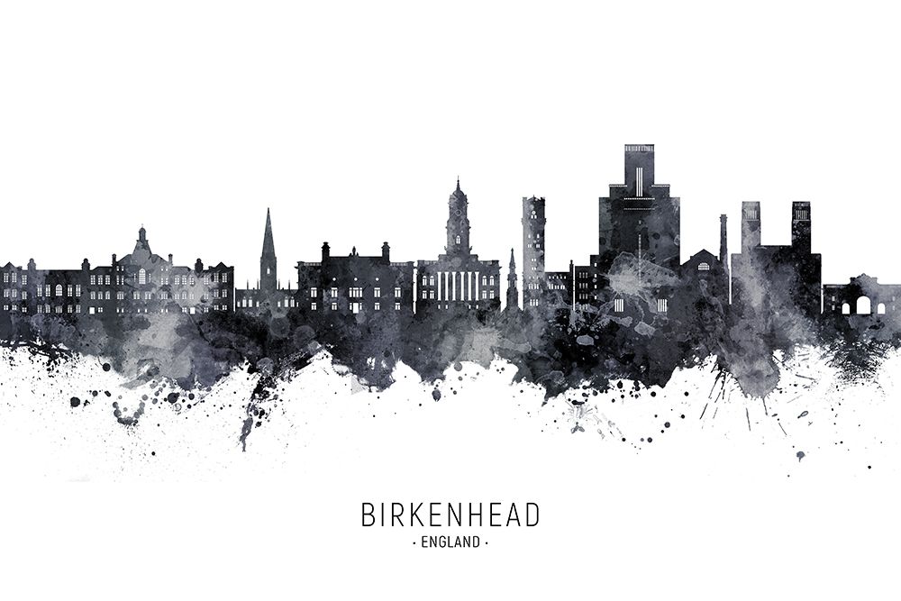 Birkenhead England Skyline art print by Michael Tompsett for $57.95 CAD