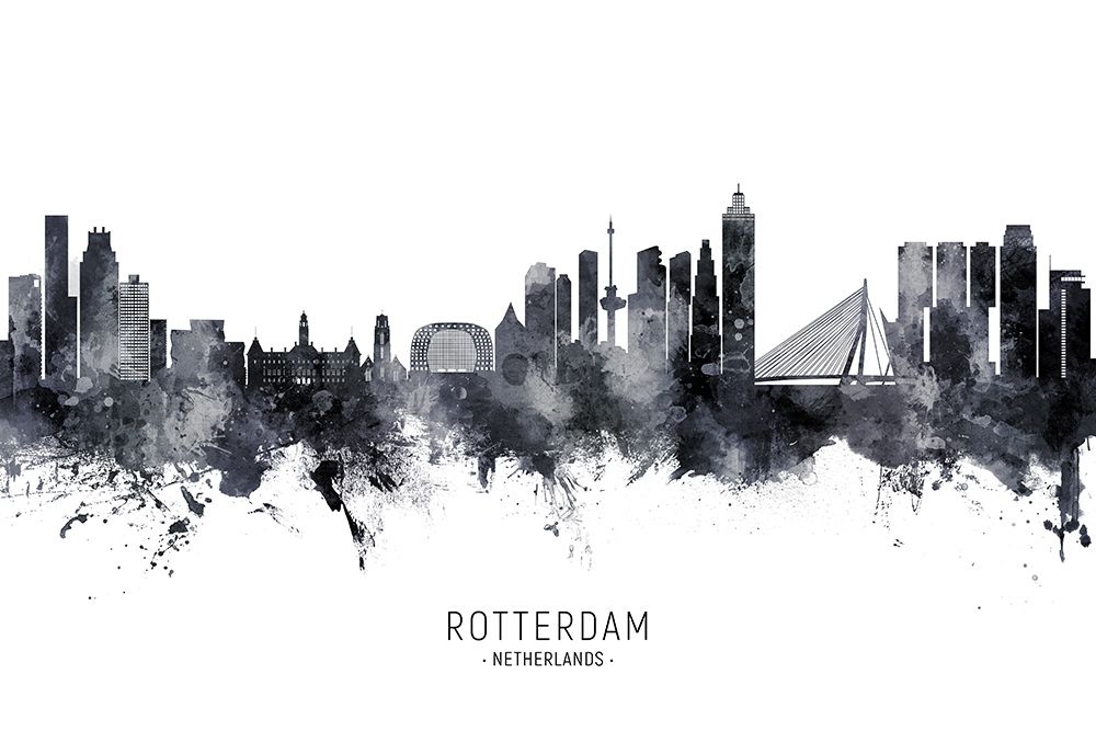 Rotterdam The Netherlands Skyline art print by Michael Tompsett for $57.95 CAD
