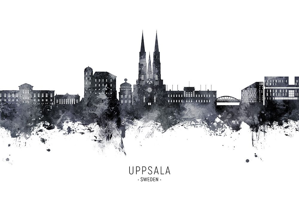 Uppsala Sweden Skyline art print by Michael Tompsett for $57.95 CAD