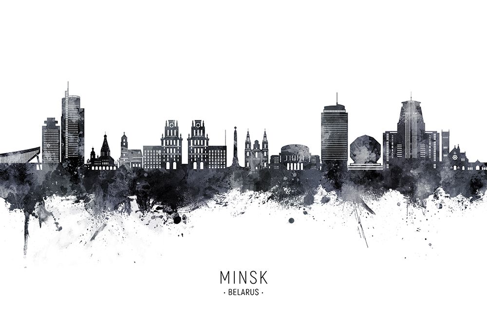 Minsk Belarus Skyline art print by Michael Tompsett for $57.95 CAD