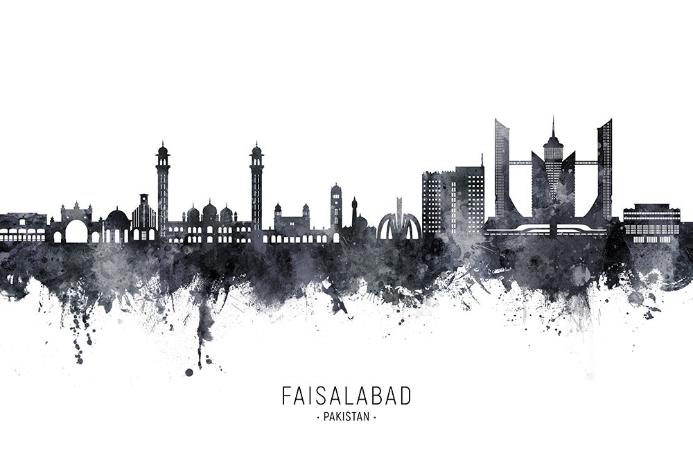 Faisalabad Pakistan Skyline art print by Michael Tompsett for $57.95 CAD