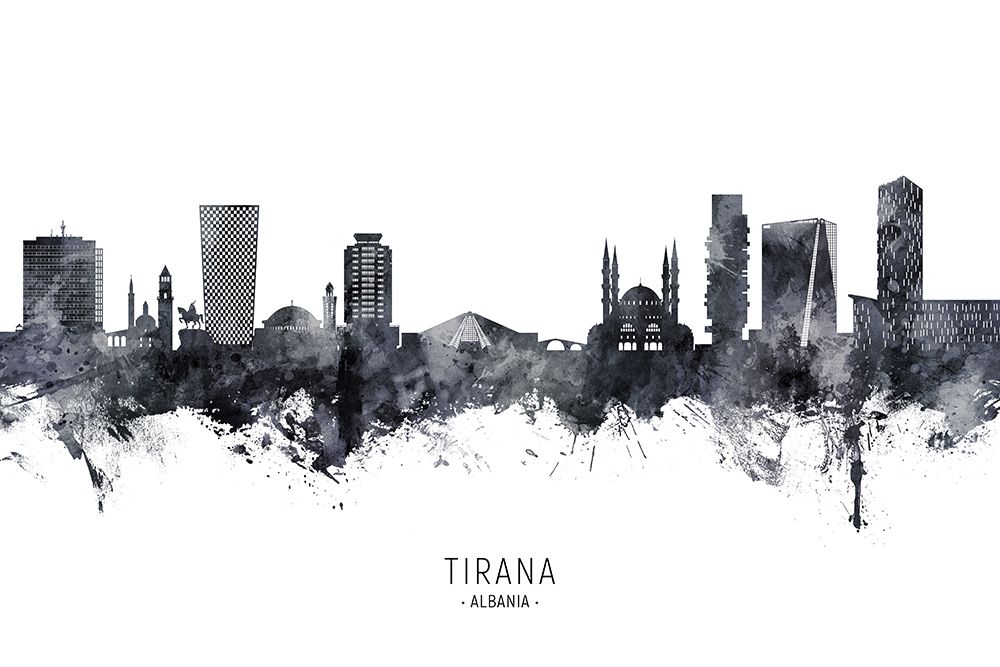 Tirana Albania Skyline art print by Michael Tompsett for $57.95 CAD
