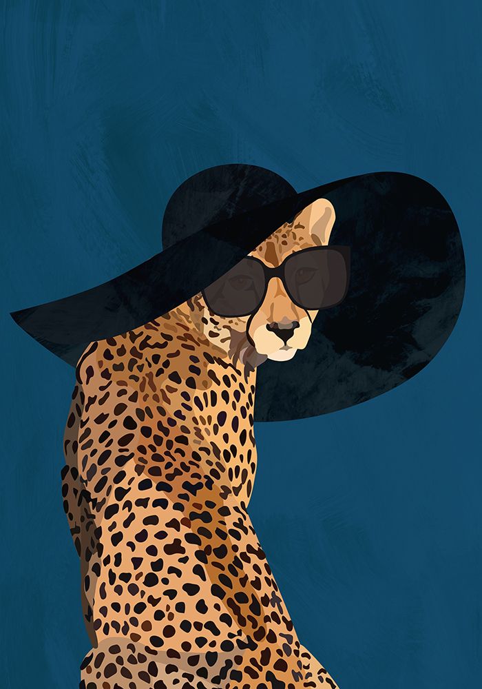 Fashionable Cheetah wearing a sunhat art print by Sarah Manovski for $57.95 CAD