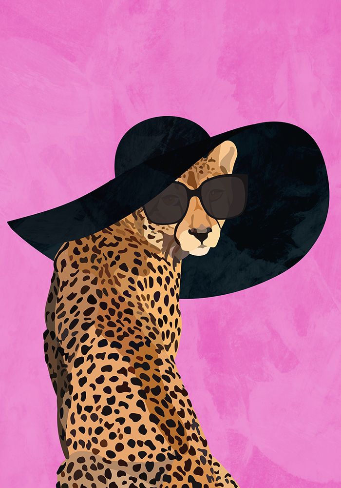Cheetah Hat Pink art print by Sarah Manovski for $57.95 CAD