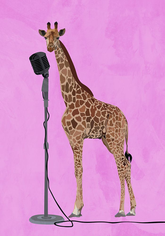 Giraffe Microphone Pink 01 art print by Sarah Manovski for $57.95 CAD