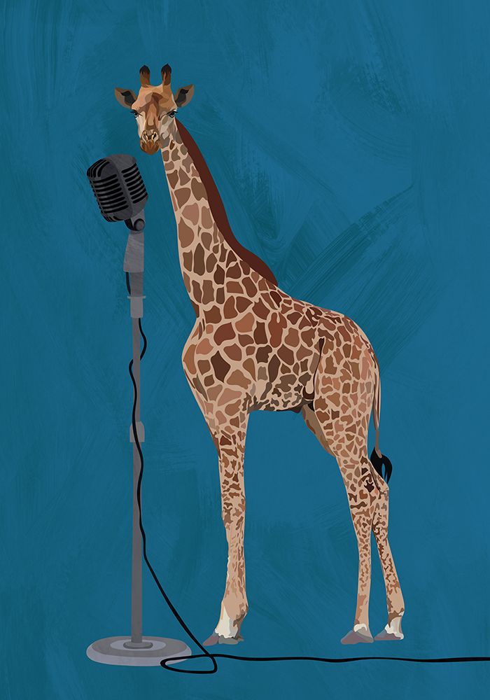 Giraffe Microphone Pink 2 01 art print by Sarah Manovski for $57.95 CAD