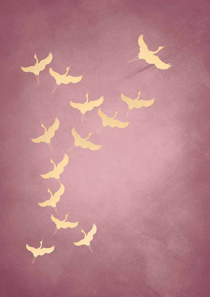 Pink Flying Cranes art print by Aureous for $57.95 CAD