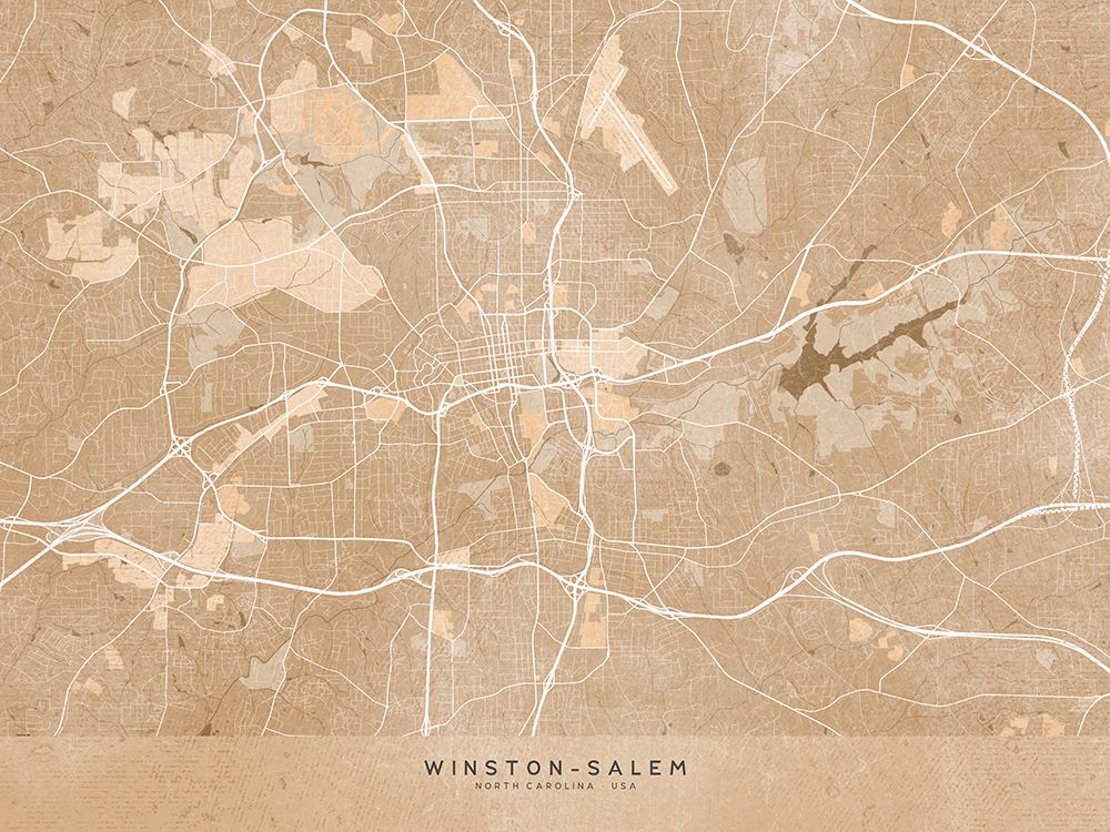 Map of Winston Salem (NC, USA) in sepia vintage style art print by Rosana Laiz Blursbyai for $57.95 CAD