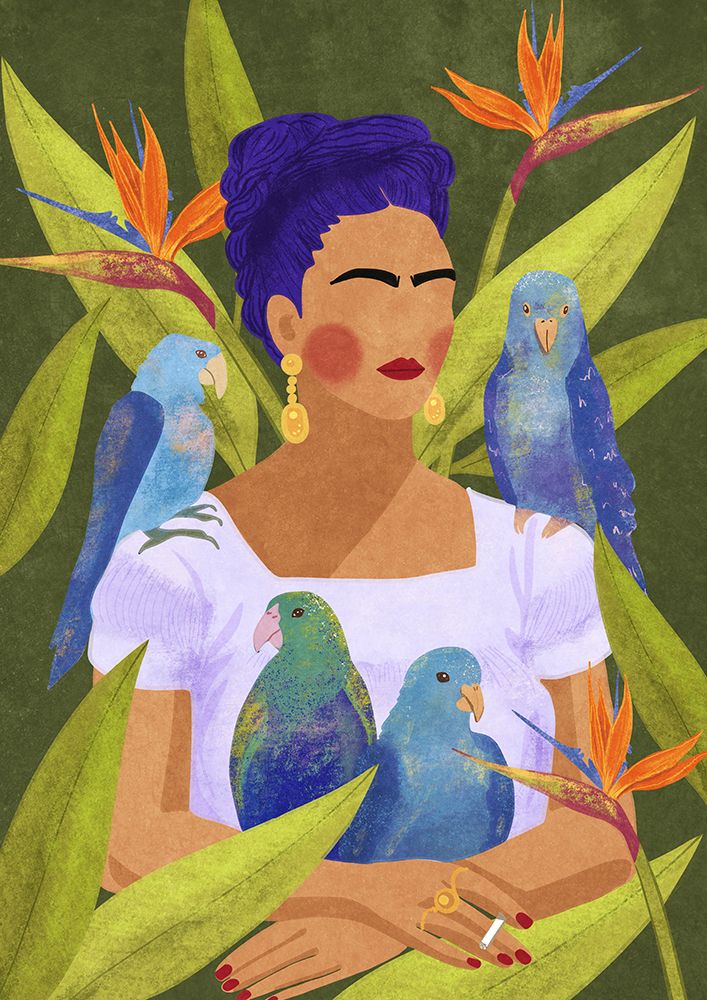 Frida and birds art print by Raissa Oltmanns for $57.95 CAD