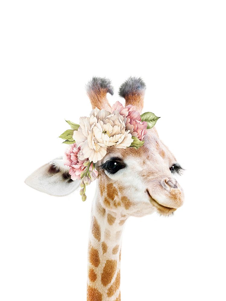 Floral Baby Giraffe art print by Lola Peacock for $57.95 CAD