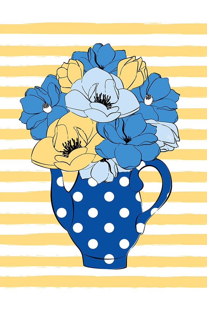 Blue Flowers art print by Martina for $57.95 CAD