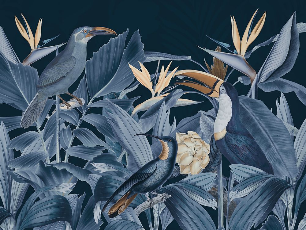Rainforest Birds Blue art print by Andrea Haase for $57.95 CAD
