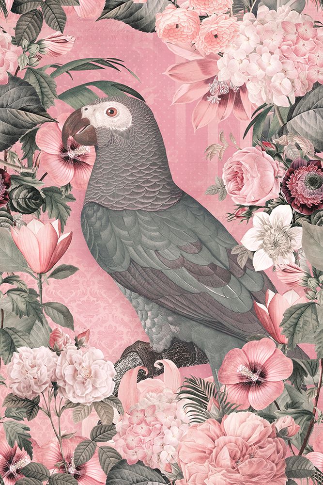 The Parrots Paradise Garden Pastel Pink art print by Andrea Haase for $57.95 CAD