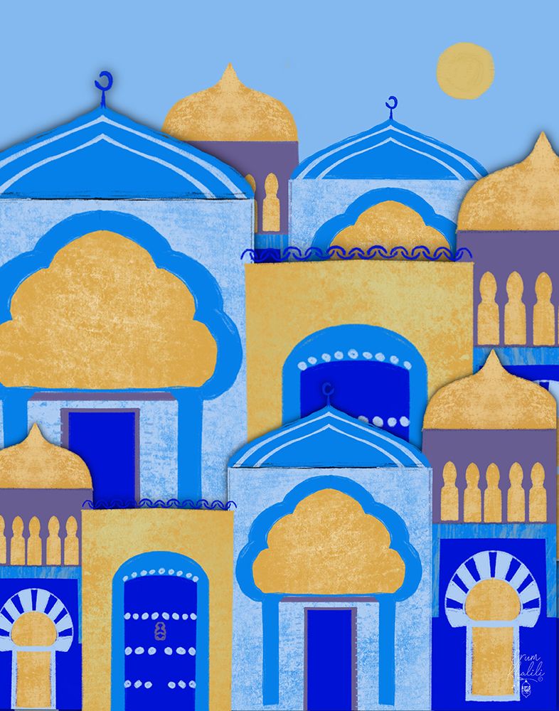Blue City Morocco art print by Erum Khalili for $57.95 CAD