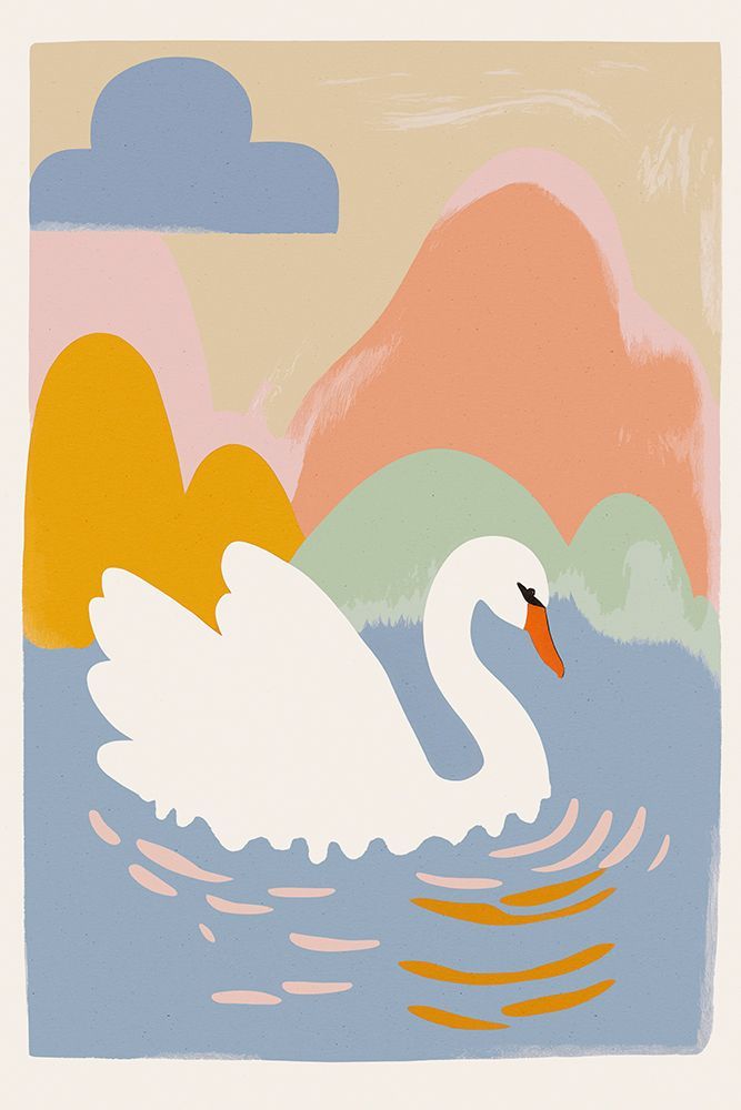 Swan In Lake art print by Treechild for $57.95 CAD