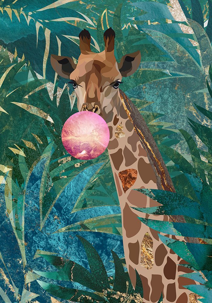 Bubblegum giraffe in the jungle art print by Sarah Manovski for $57.95 CAD