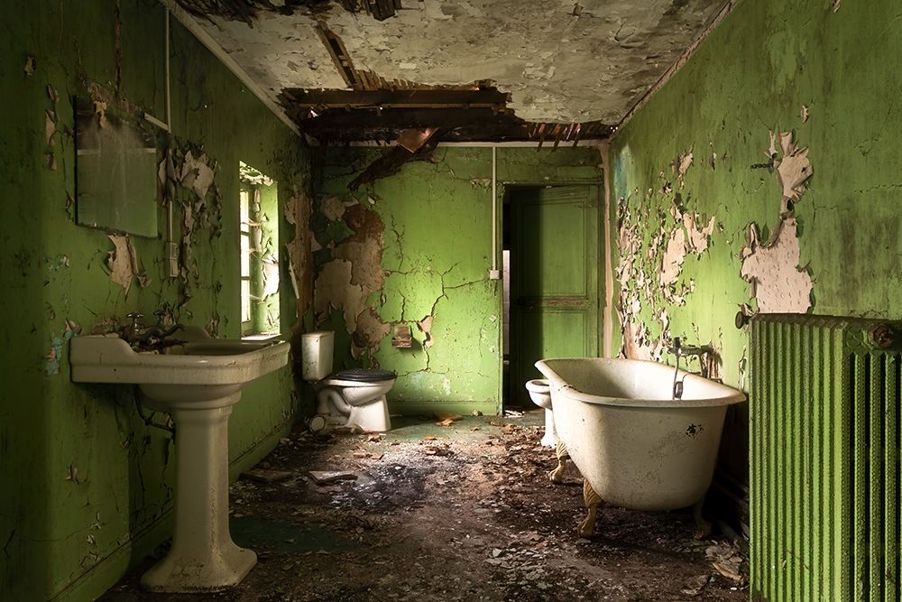 Green Bathroom art print by Roman Robroek for $57.95 CAD