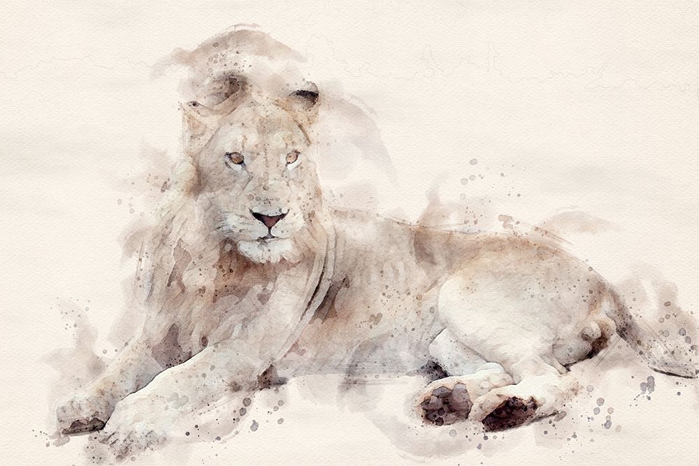 Abstract African Lion Watercolor Art art print by Arno Du Toit for $57.95 CAD