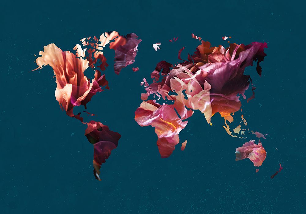 World Map Flowers art print by Sarah Manovski for $57.95 CAD