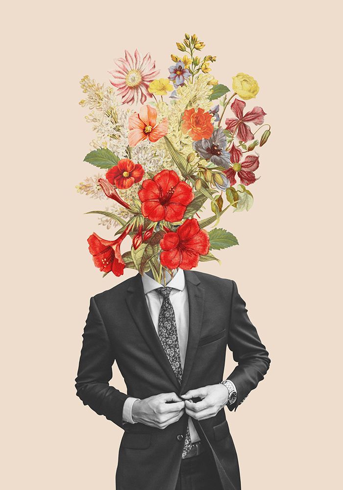 Man In Red Flowers art print by Frida Floral Studio for $57.95 CAD