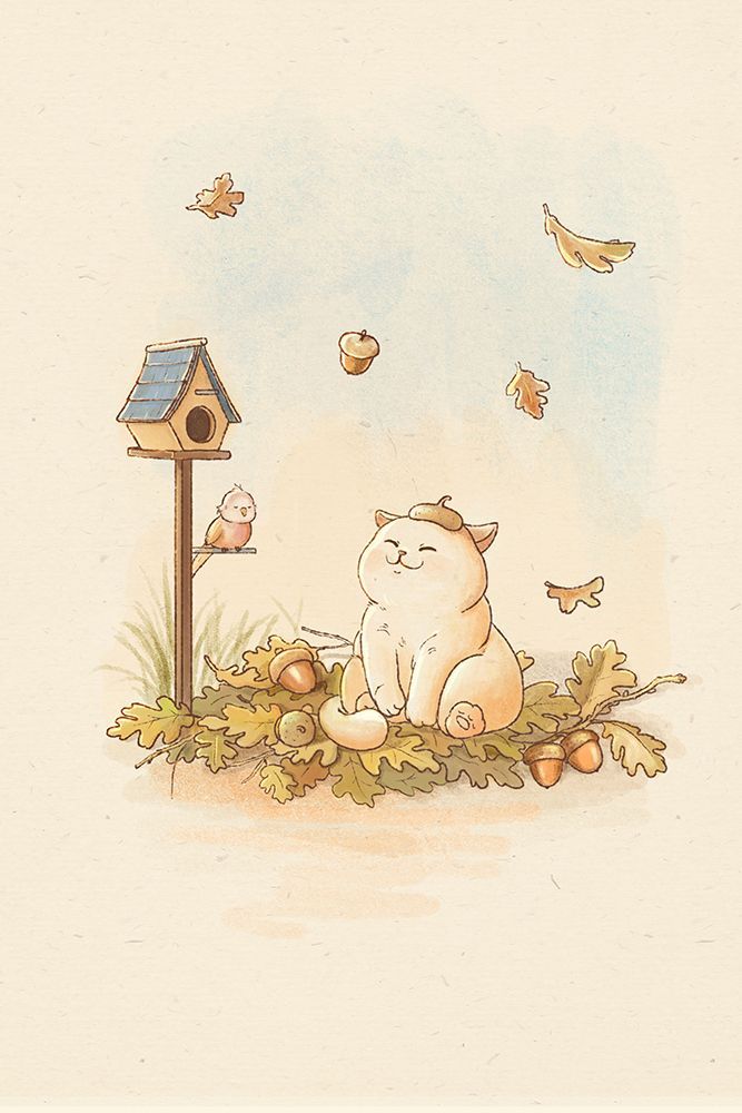 Chilling Chubby Cat art print by Xuan Thai for $57.95 CAD