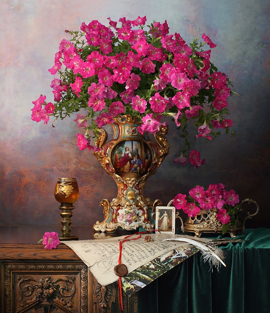 Still Life With Flowers In A French Vase art print by Andrey Morozov for $57.95 CAD