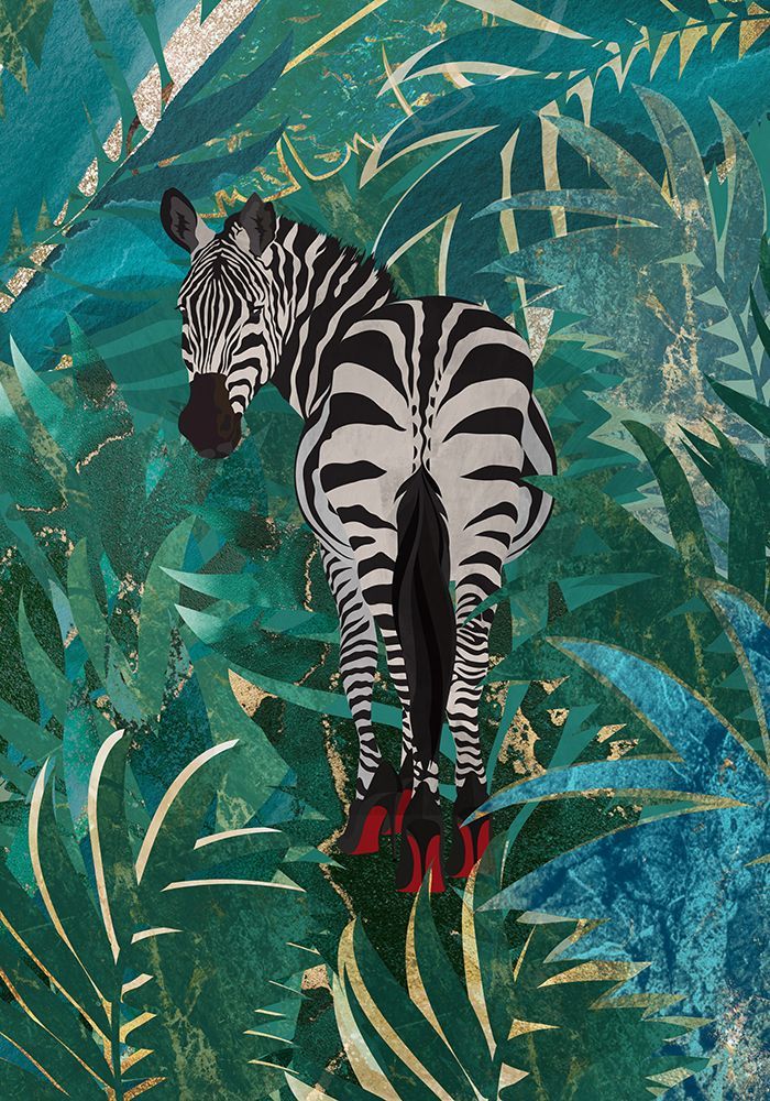 Zebra wearing heels in the jungle art print by Sarah Manovski for $57.95 CAD