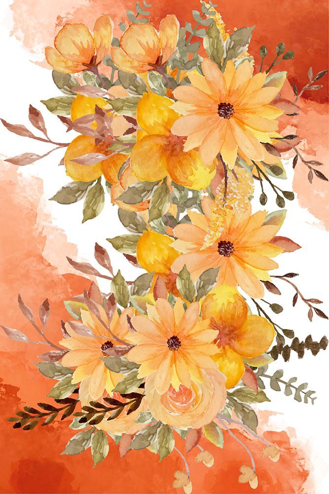 Orange flowers and plants art print by Hussein Abdel Aal for $57.95 CAD