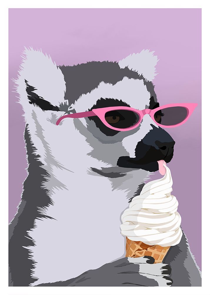 Jugdy Lemur with Icecream art print by Kammille Bruun for $57.95 CAD