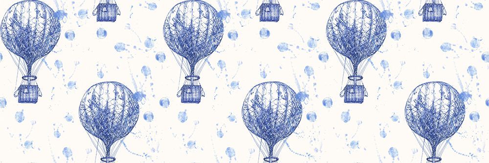 Hla013  Hot Air Ballooons Cobalt art print by Hendon Lane for $57.95 CAD
