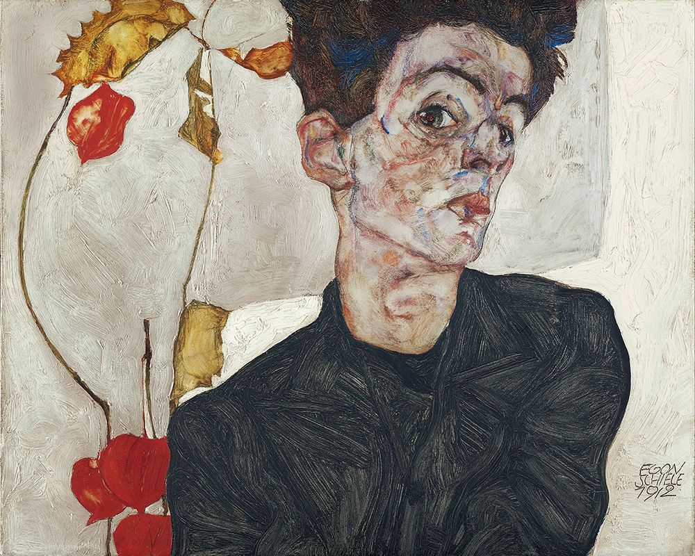 Egon Schieles Self Portrait With Physalis 1912 art print by Pictufy for $57.95 CAD