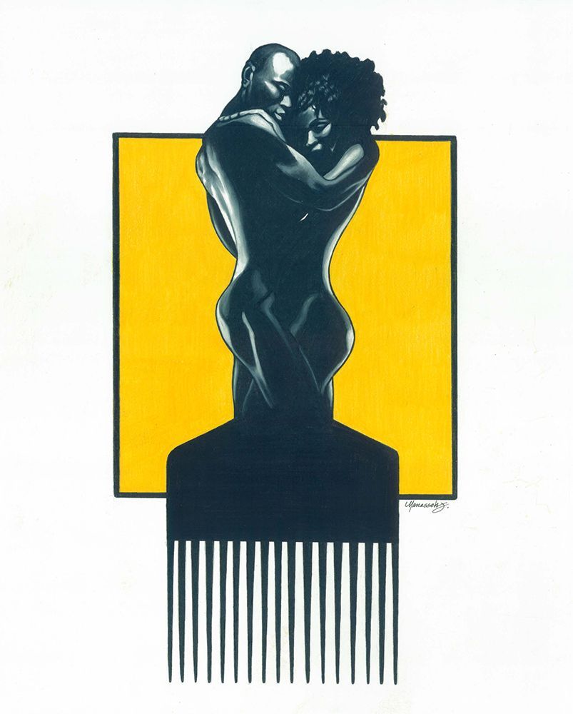 Afropick Couple art print by Manasseh Sr. Johnson for $57.95 CAD