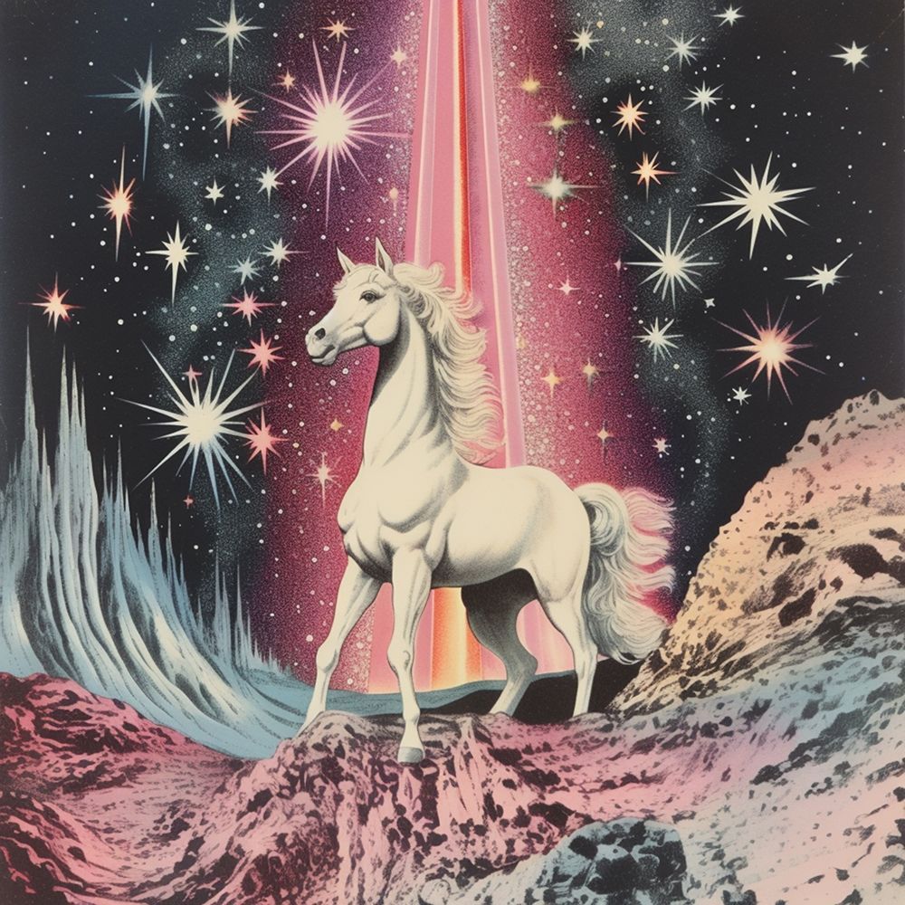 1980s Magical Horse Collage Art art print by Samantha Hearn for $57.95 CAD