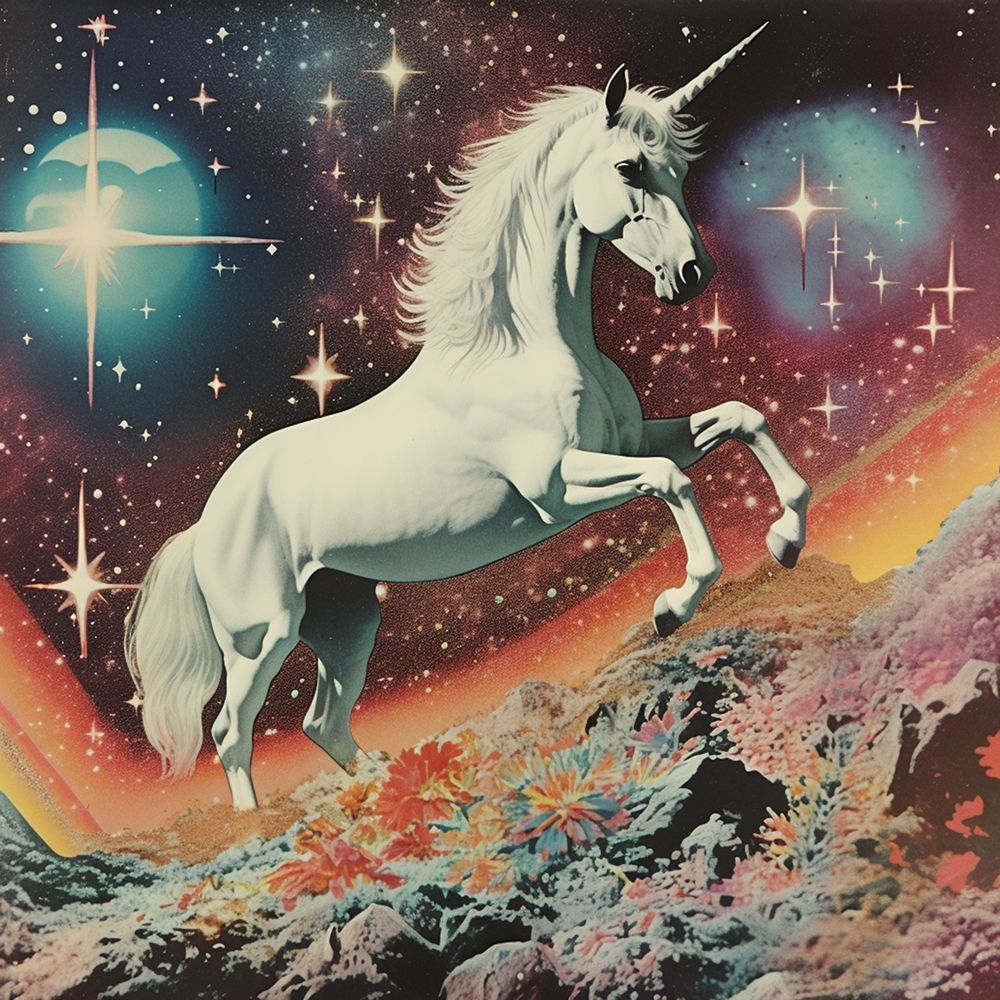 Vintage Unicorn Collage Art art print by Samantha Hearn for $57.95 CAD
