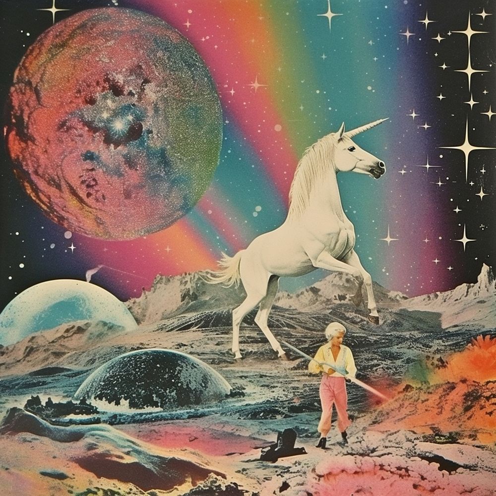 80s Unicorn Grandma Collage Art art print by Samantha Hearn for $57.95 CAD