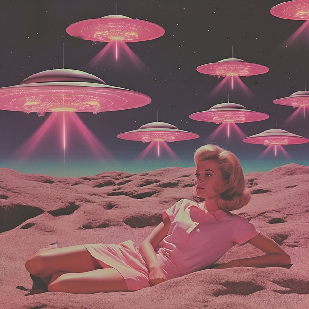 UFO Skies Collage Art art print by Samantha Hearn for $57.95 CAD