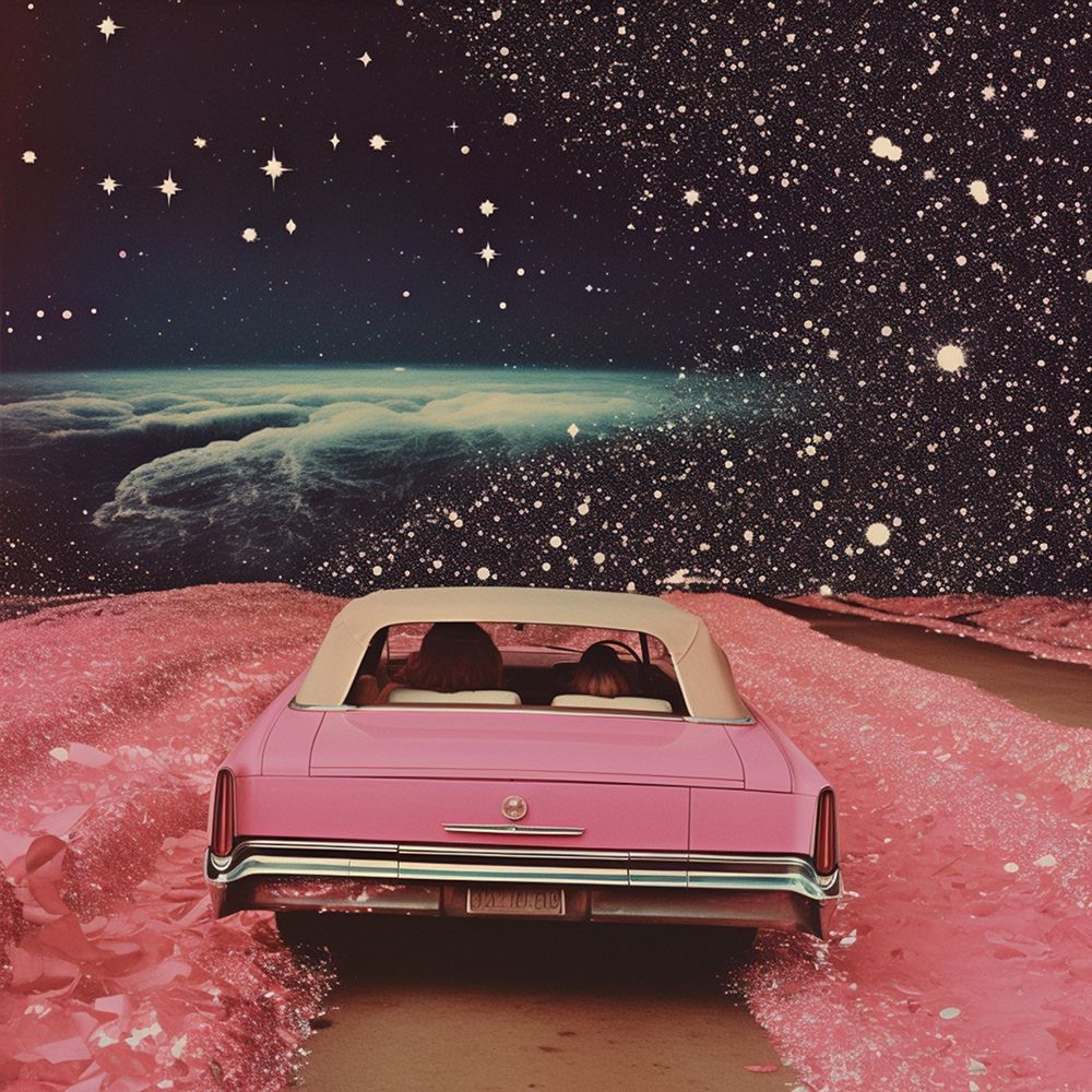 Pink Cruise in Space Collage Art art print by Samantha Hearn for $57.95 CAD