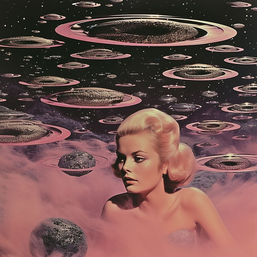 Pink Space Babe Collage Art art print by Samantha Hearn for $57.95 CAD