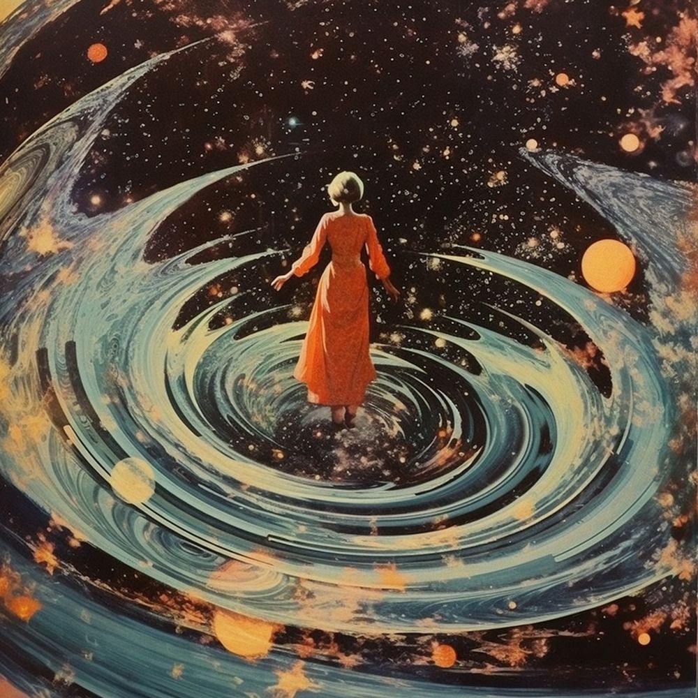 Swirling Through Space Collage Art art print by Samantha Hearn for $57.95 CAD