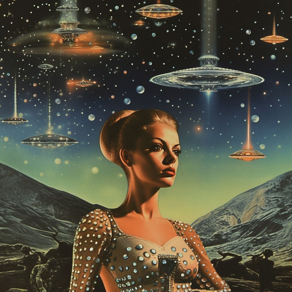 Take Me To Your Leader Space Collage Art art print by Samantha Hearn for $57.95 CAD